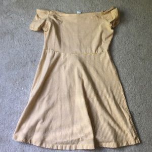 Yellow and White Striped A-Line Dress